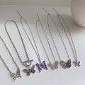 Kpop Harajuku Goth Colorful Butterfly Pendant Clavicle Neck Chains Necklaces For Women Egirl Friends Aesthetic Jewelry. 