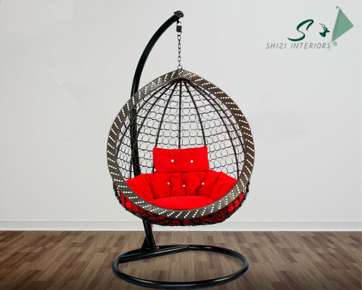 Shizi%20Hanging%20Swing%20Chair+Stand+Cushion%20For%20Adult-%20Brown%20Jhoola-%20Garden/Indoor/Outdoor-Egg%20Shape-%20Jhoola.%20-%20Image%203