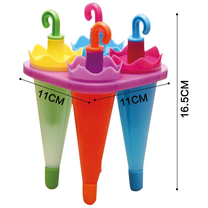 4pcs/set Umbrella Shaped Ice Cream Molds Popsicle Ice Cube Tray Maker PP Frozen Ice Cube Sticks Lolly Mould Cooking Tools multicolors