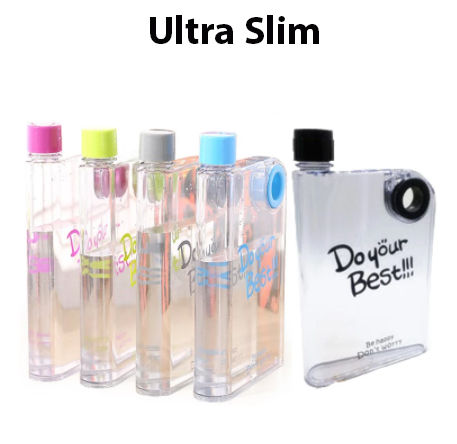 Sports &Outdoors Plastic Notebook Water Bottle Capacity-450 ML Water Bottle For Girls Ultra Slim - Multicolor - 1 Pc