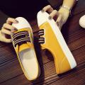 Women Orange Flat Bottom Canvas Sneaker Shoes. 