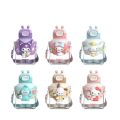 Sanrio Kuromi Round Water Cup with Straw Plastic Bottle High Temperature Resistant  700ml. 