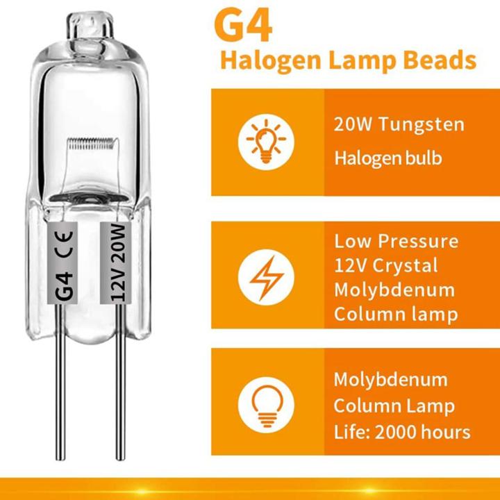 20 Pcs G4 Halogen Bulbs,20W 12V Halogen Light Bulbs 2 Pin Clear Lamp Bulb,for Cooker Lighting,Signal Lights,Track
