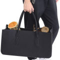 Fireplace Wood Felt Storage Bag Basket Magazine Rack Firewood Pocket,Felt Foldable Firewood Holder Basket Black. 