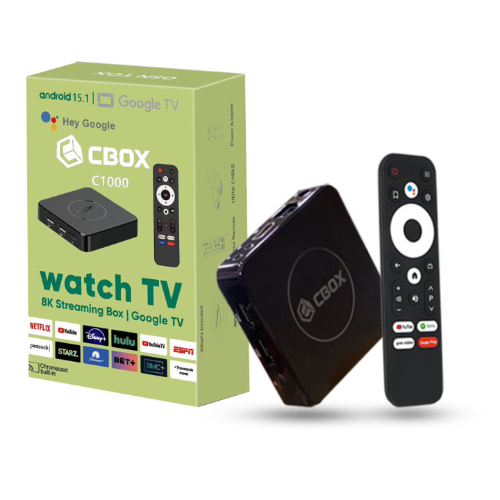 【Highly Recommended】CBOX C1000 Android TV BOX | Original 2GB RAM & 8GB ROM (Showing 8GB +128GB)| Android 15 | 4K Resolution | Bluetooth voice Remote | Dual 2.4Ghz & 5G Wi-Fi | ATV Launcher System | Set top Box Smart TV by Al-Buraq Tech Zone