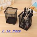 Pack of 2 Pen Stand and Stationery Holder Metal Mesh - Black. 