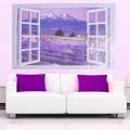AY9234B Large Lavender Mountain 3D Window Scene View Removable Wall Sticker Decal. 