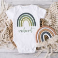 Personalised Rainbow Baby Girl Boy Bodysuit New Baby Gift Custom Baby Name Jumpsuit Toddler Playsuit Clothes Infant Shower Gifts. 