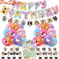 PinShang Cat Birthday Party Decorations Happy Birthday Cat Head Banner Cake Toppers 12inch Latex Balloons Set For Cat Birthday Party. 