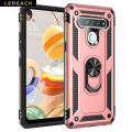Lereach For LG Q61 Mobile Phone Case TPU Hard Ring Car Ring Bracket Shockproof Back Cover. 