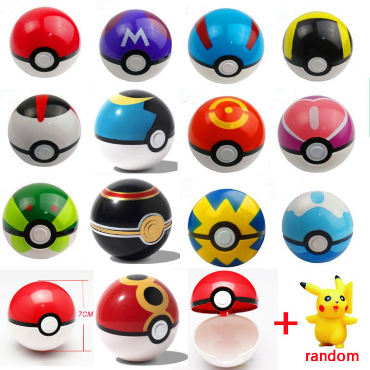 1Pc Pokeball + 1pc Free Random Pokemon Figures Inside 1:1 Anime Action Toy Figures Christmas Gift for Children Pizazzazz