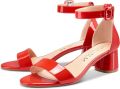Women Fashion Mid-Block Heels Red Sandal Stylish & Comfortable. 