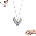 Silver Stainless Steel Vintage Flying Eagle Pendant Necklace With Chain For Girls Women Couples Friendship Nacklace - Couple Best Friend Ship Locket For Ladies Girl. 