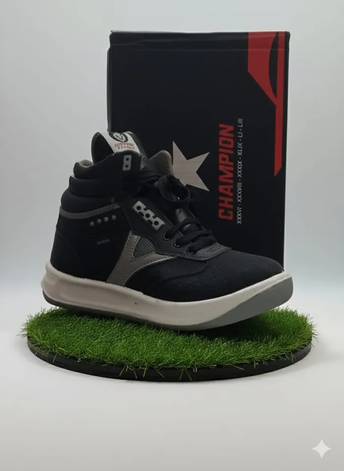 Champion Men's Retro High-Top Sneakers – White and black Leather