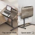 Bed Desk Adjustable Overbed Laptop Table - Portable Rolling Tray Cart with Wheels for Sit Stand Use. 