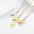 Personalized Letter Envelope Necklace Stainless Steel Locket Jewelry Secret Love Note Pendant Customized Engraved Note for Women. 