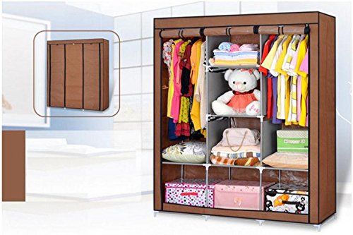 AmnaMart 3 DOOR PORTABLE FOLDING WARDROBE CUPBOARD DIY-Multicolor