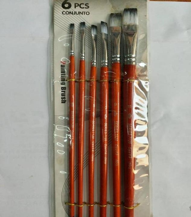 Pack%20Of%206%20-%20Long%20Handle%20Brush%20Set%20-%20Flat%20-%20Brown%20-%20Image%202