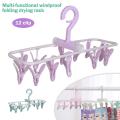Sdoveb Foldable Clip and Drip Hanger, Clothes Hanging Drying Rack Sock Hanger Underwear Hanger with 12 Clips, Hanger for Towels, Bras, Baby Clothes, Laundry Hanging Air Dryer. 