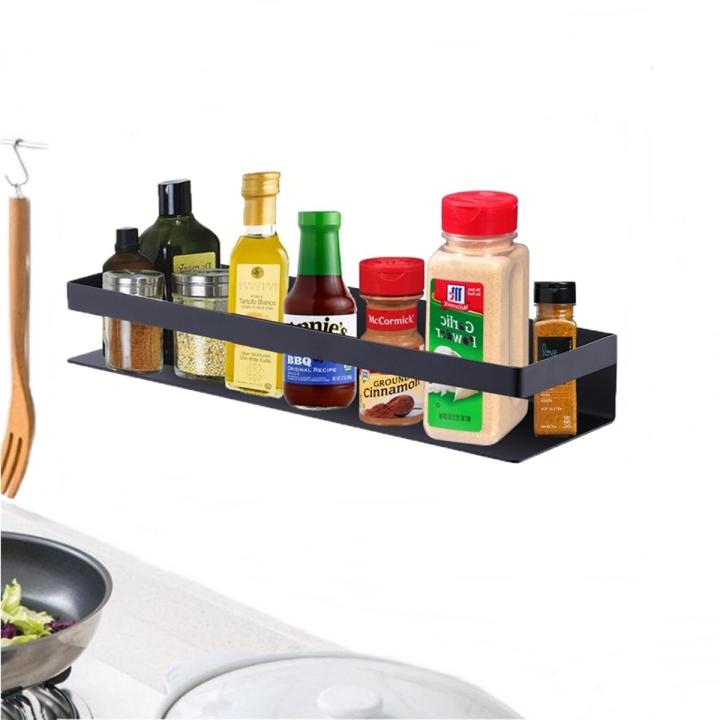 Wall Mount kitchen Accessories Storage Black Mat Metal Rack Shelf Organizer