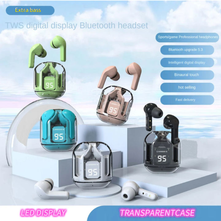 Air31 Wireless Earbuds | A31 Air pods | A31 Earbuds | Crystal Clear Sound, Bluetooth 5.3, Transparent Case, Heavy Bass Stereo, Noise Reduction, Sports Headset with Microphone, Waterproof, LED Display | New Model Air 31 by Sellify 365
