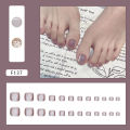 24pcs Light Purple Color Foot False Nails With Glue Elegant Art Wearable Beautiful Press On Artificial Nails For Girl Women. 
