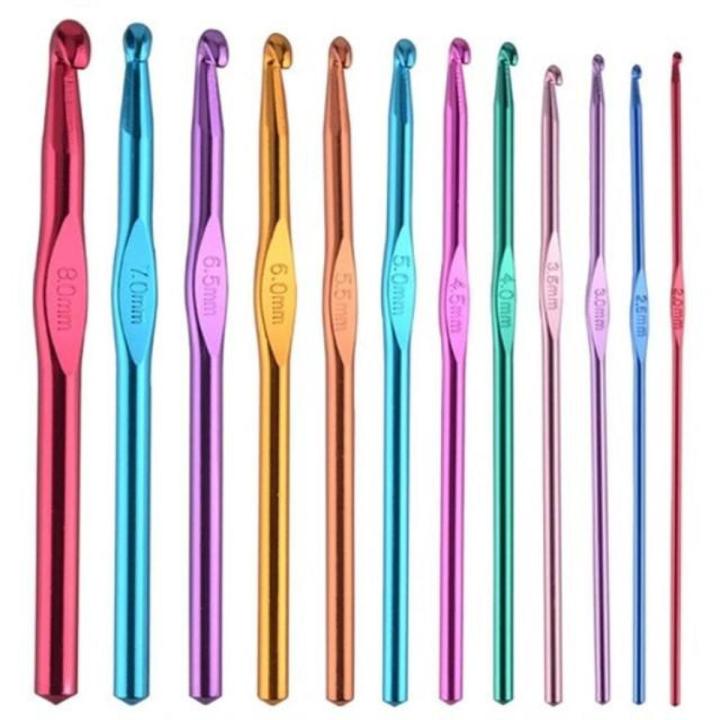 Aluminium Crochet Hook Set - 12 Size (2mm-8mm)