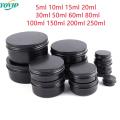 5/10/15/20/30/50/60/80/100/150/200/250Ml Black Empty Round Aluminum Box Metal Tin Cans Cosmetic Cream DIY Refillable 1PC. 