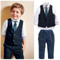 Boy Gentleman Set English Style Shirt + Tie + Vest + Pants Four-Piece Set Baby Girl Clothes Kids Fortnite Toddler Skirt Shorts Panties Dress Unicorn Mickey Minnie Kid Dresses Princess Robe Infantis Panda Spiderman. 