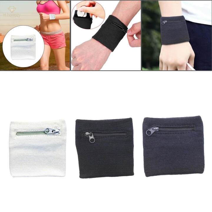 Wrist Wallet Wristband Zipper Sweatband Fitness Exercise Hiking Pouch Bag