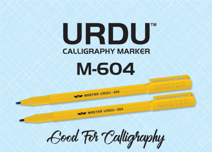 Master Urdu-604 Calligraphy Marker 10 Pieces Pack Box Cut Marker- Blue & Black.