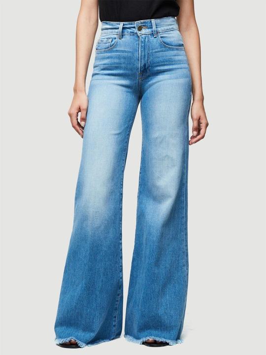 High Waisted Denim Flare Jeans Womens Fashion Bell Bottom Casual