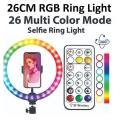 Rgb 26cm Multi Color Ring Light LED STUDIO CAMERA RING LIGHT PHOTOGRAPHY WITH MOBILE HOLDER 26 cm all colors effects. 