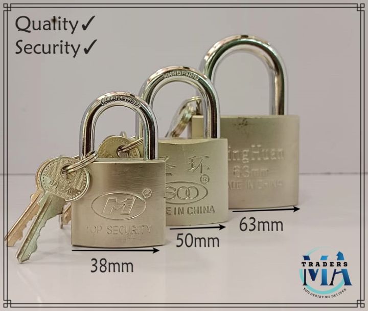 High Quality Steel Padlock with 3 Keys, Heavy Duty Multiple Size Padlocks for Doors, Gates & Shutters, Secure Home & Shop with 38mm, 50mm & 63mm Locks.