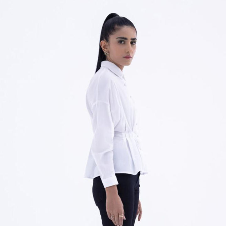 West by Sapphire White Peplum Top