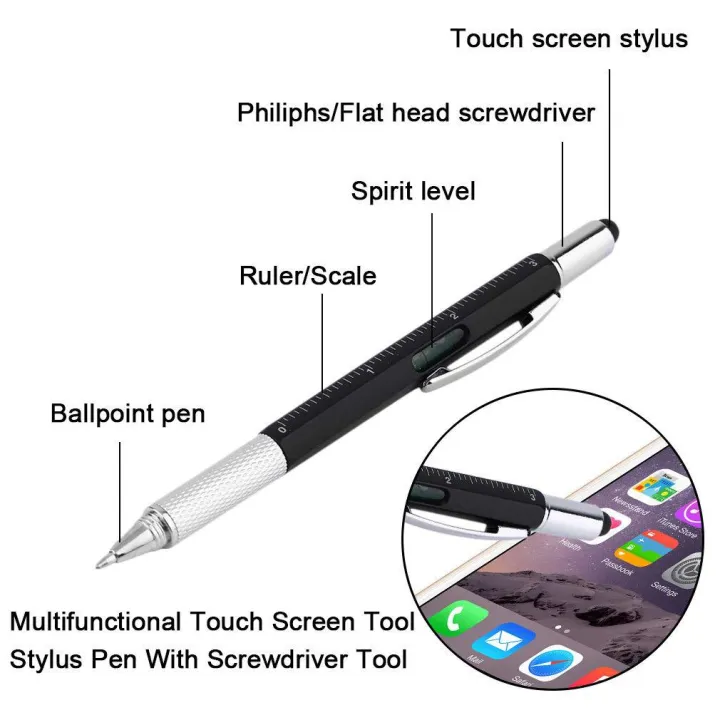 7%20in%201%20Multifunctional%20Touch%20Screen%20Stylus%20Ballpoint%20Pen%20with%20Screwdriver%20Spirit%20Level%20Scale%20Ruler%20Full%20Metal%20-%20Image%202