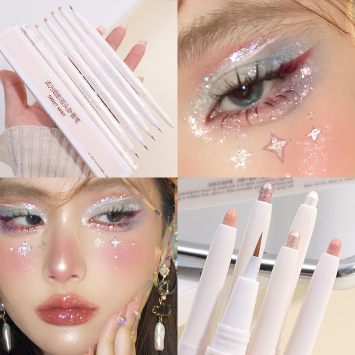Ultra Thin White Diamond Lying Silkworm Pen 2-in-1 Eye Shadow Brightening Highlighter Gel Smooth Liquid Brown Makeup