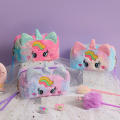 Unicorn Pen Bag Students School Supplies 3 Color Plush Unicorn Makeup Bag Plush Makeup Bag for Makeup Storage Travel Organization School Essentials Students' Pen Storage Gift For Girls. 