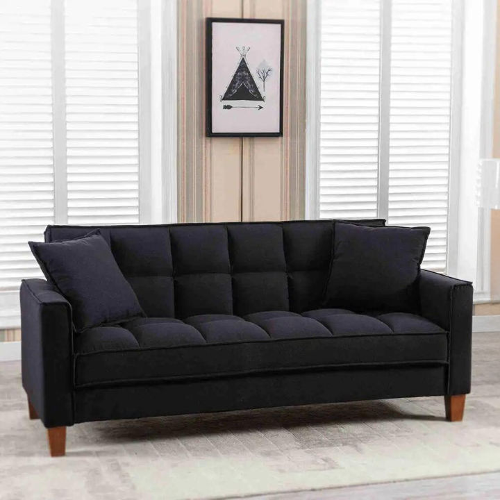 The Furniture Collection - Customize 2.5 Seater Extra Soft & Thick Loveseat Sofa Couch with 2 Pillows, Tufted Cushion  - Best For Relaxing