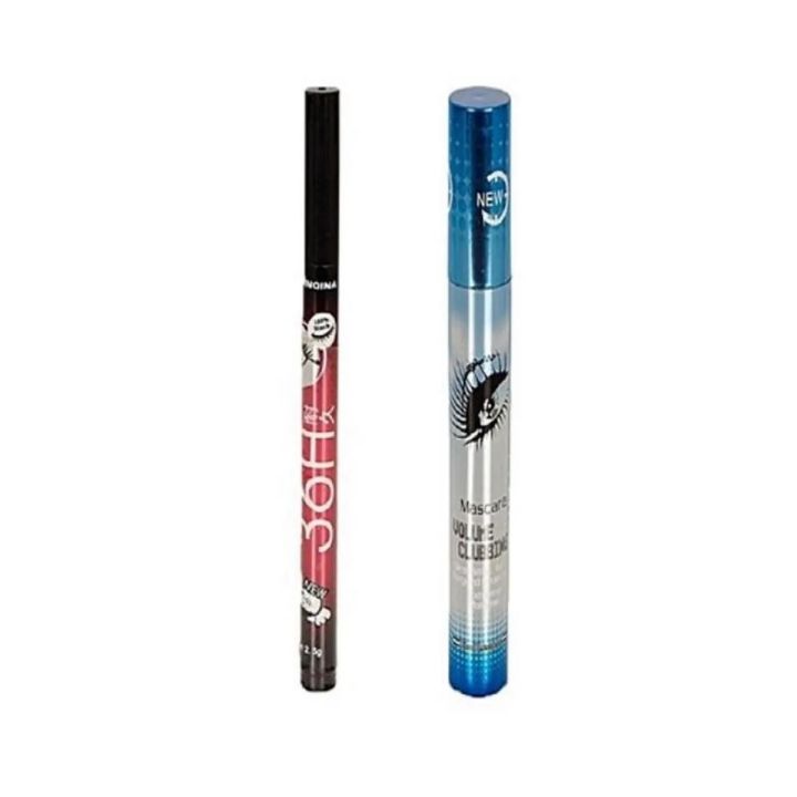 Pack Of 2 Volume Clubbing Mascara and Marker Eye Liner Black Best Make Up Deal