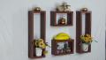 4 PIECES WALL HANGING BOXES SHELF LIGHT BROWN. 