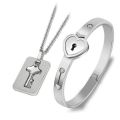 Hunts Best- Heart Lock Bracelet and Key Necklace for Girls - Romantic Birthday Gift for Lovers and Couples for Eid, Valentines Day, Birthday, Wedding, Anniversary -  Couple Best Choice Heart Lock Bracelet and Key Necklace for Girls.. 