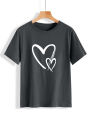 T Shirt for Women Summer collection Heart Printed stylish round neck half sleeves T shirt. 