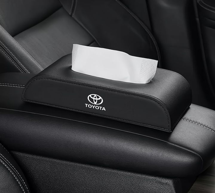 Car Tissue Box High Quality - Toyota Logo - Pu Leather - Black