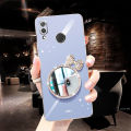 For Huawei Honor 8X Back Cover + Bowknot Makeup Mirror Fashion Shiny Plating Square Bumper Bling Girls Phone Case Soft TPU Silicone Shockproof Back Cover. 
