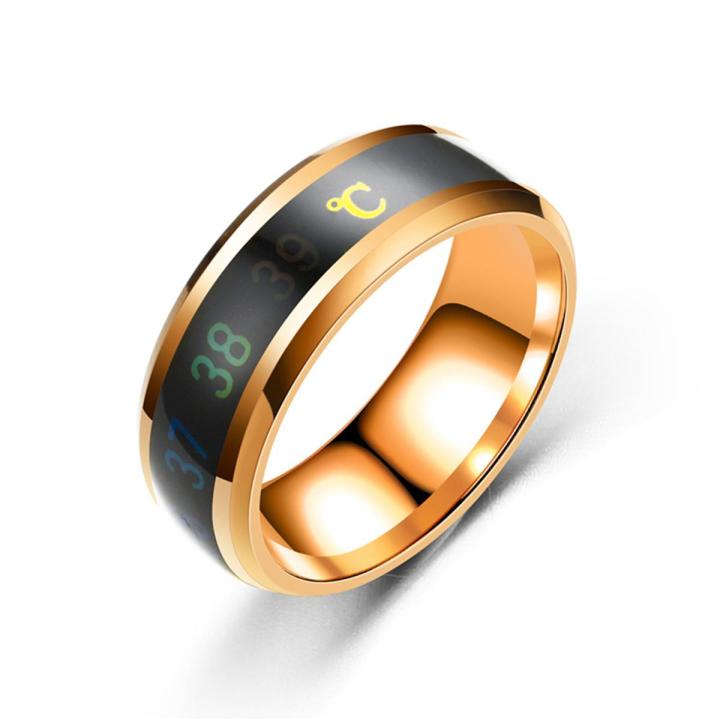 Chic Stainless Steel Temperature Sensor Unisex Finger Ring Jewelry Couple Gift
