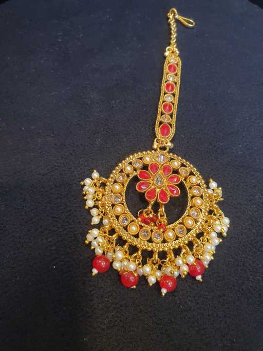 Red Stones Polki Golden Bindiya | Daraz.pk