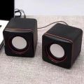 1-Pair Mini Portable USB Wired Computer Speakers Compatible With Laptop Computer PC Notebook Music Player mp3 mp4 Square Speaker Compact 3.5mm Jack Stereo Sound Surround Loudspeaker. 
