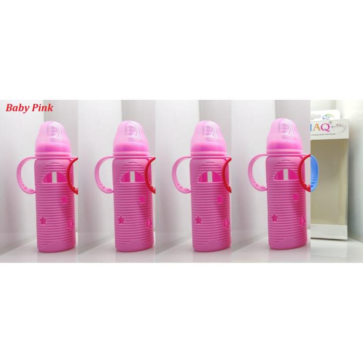 Glass Feeder with Silicon Cover Unique Printing Design 240 ml 8 oz 1" Thick Glass Layer Imported Made