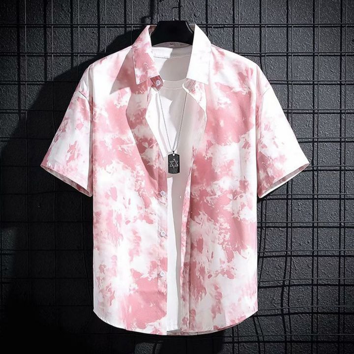 Yfashion%20Men%20Casual%20Shirts%20Summer%20Thin%20Tie%20Dye%20Printing%20Cardigan%20Top%20Lapel%20Short%20Sleeve%20Fashion%20Lover%20T-shirt%20color%20-%20Image%203